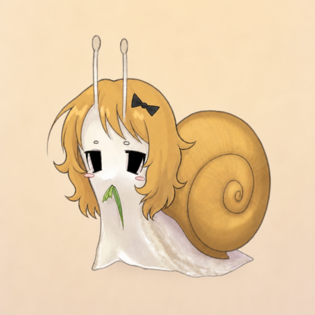 Blonde snail girl with a gold shell