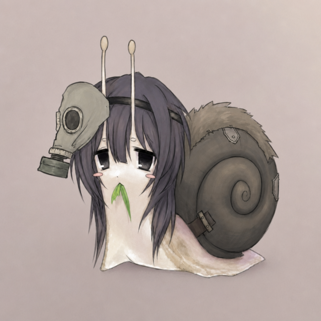 Snail girl with a gas mask shell